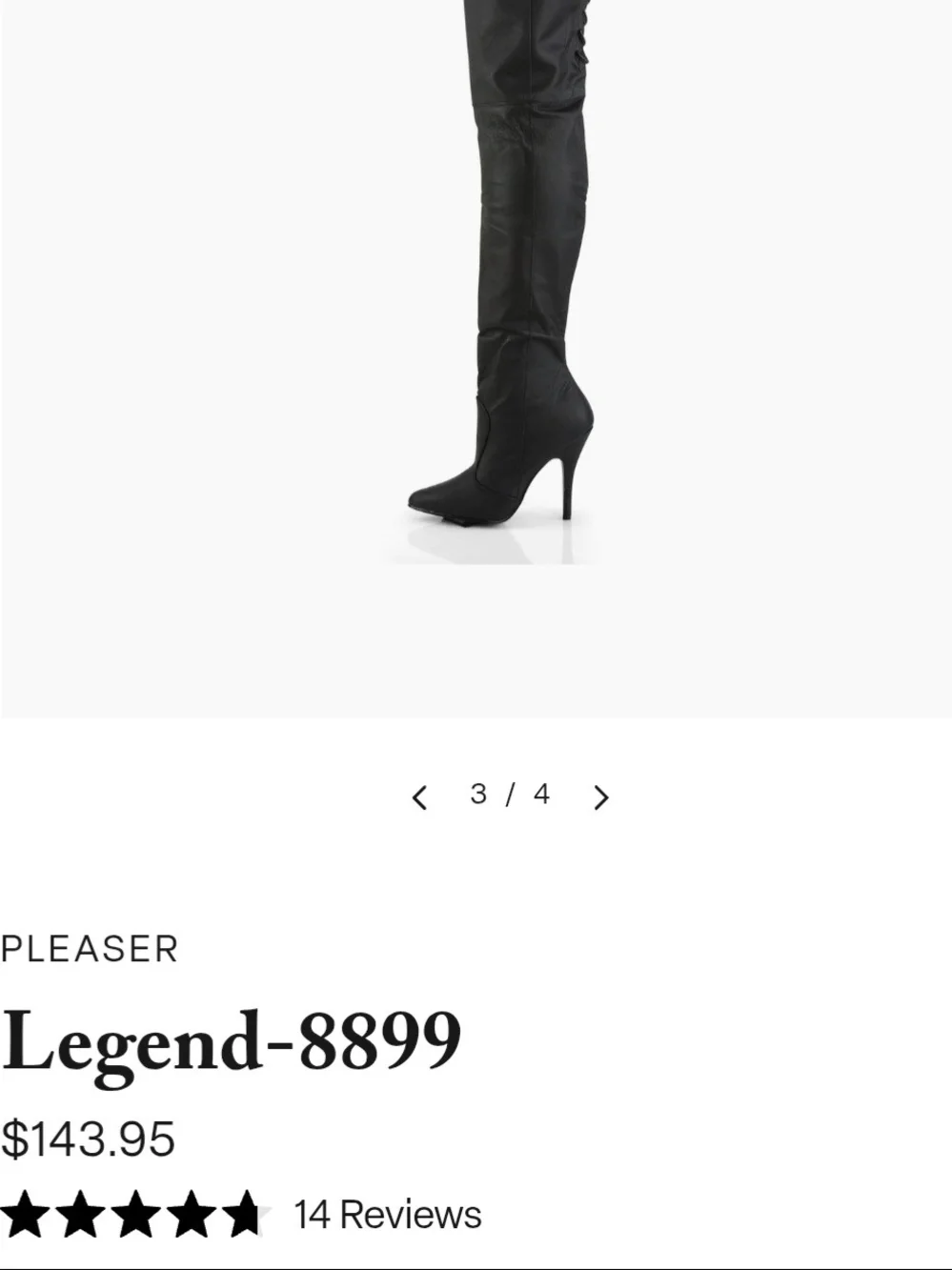 Pleaser Black Leather Thigh-High Stiletto Boots - Women's 6